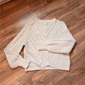 Aqua Cream Textured Knit Sweater